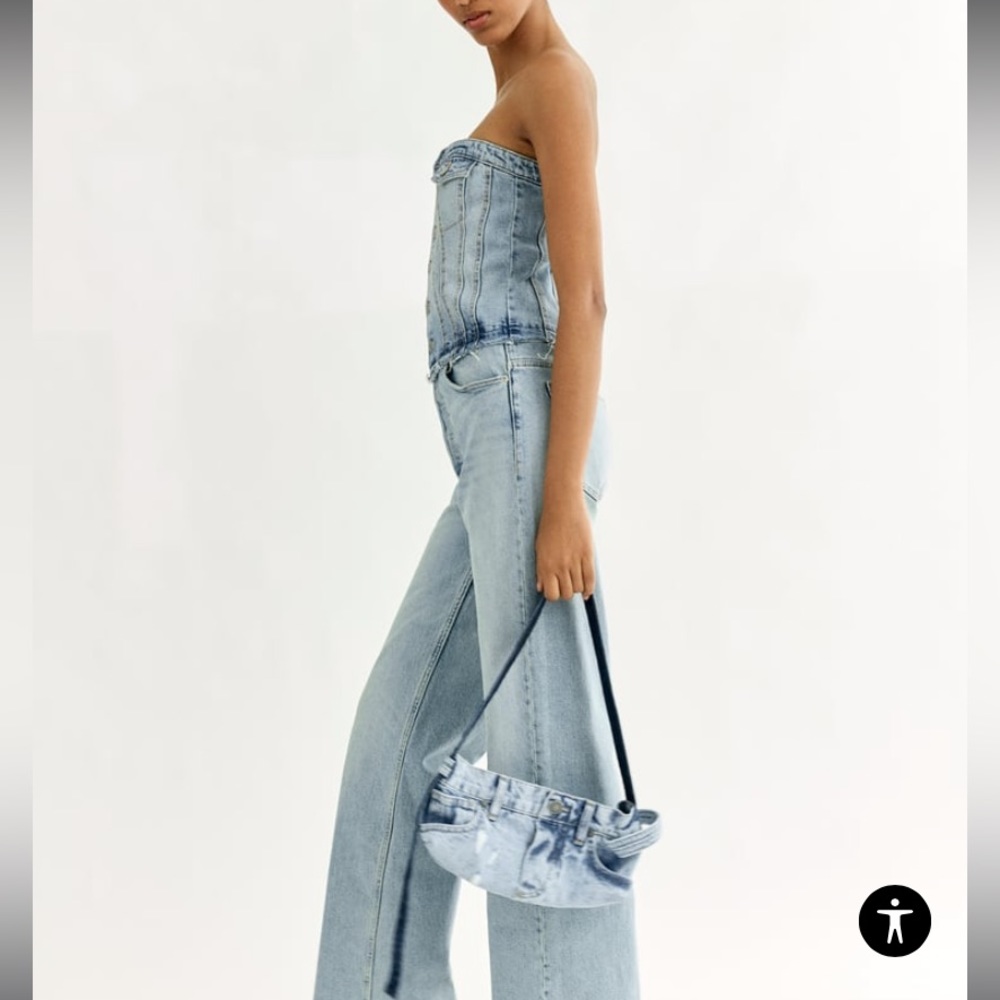 Zara Strapless denim jumpsuit sz XXL